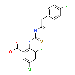 3,5-DICHLORO-2-[[[(2-CHLORO-4-METHYLBENZOYL)AMINO]THIOXOMETHYL]AMINO]-BENZOIC ACID结构式