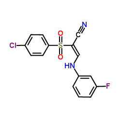 (2Z)-2-[(4-Chlorophenyl)sulfonyl]-3-[(3-fluorophenyl)amino]acrylonitrile Structure