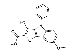 3-hydroxy-7-methoxy-4-phenyl-4H-furo<3,2-b>indole-2-carboxylic acid methyl ester Structure