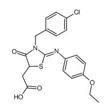 [3-(4-chloro-benzyl)-2-(4-ethoxy-phenylimino)-4-oxo-thiazolidin-5-yl]-acetic acid结构式