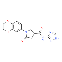 1-(2,3-dihydro-1,4-benzodioxin-6-yl)-5-oxo-N-(4H-1,2,4-triazol-3-yl)pyrrolidine-3-carboxamide结构式