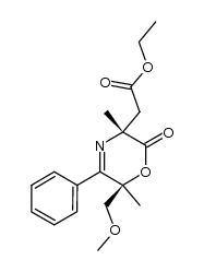 ethyl 2-[(3R,6R)-3,6-dihydro-6-(methoxymethyl)-3,6-dimethyl-2-oxo-5-phenyl-2H-1,4-oxazin-3-yl]acetate结构式