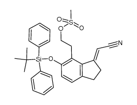 2-(5-((tert-butyldiphenylsilyl)oxy)-3-(cyanomethylene)-2,3-dihydro-1H-inden-4-yl)ethyl methanesulfonate Structure