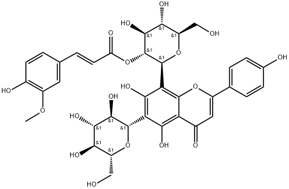 Apigenin 6-C-(2-O-feruloyl)glucoside 8-C-glucoside结构式