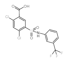 2,4-DICHLORO-5-(3-TRIFLUOROMETHYL-PHENYLSULFAMOYL)-BENZOIC ACID结构式