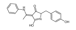 (3Z)-3-(1-anilinoethylidene)-5-[(4-hydroxyphenyl)methyl]pyrrolidine-2,4-dione结构式