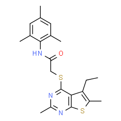 Acetamide, 2-[(5-ethyl-2,6-dimethylthieno[2,3-d]pyrimidin-4-yl)thio]-N-(2,4,6-trimethylphenyl)- (9CI) structure