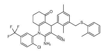 2-amino-1-[2-chloro-5-(trifluoromethyl)phenyl]-4-[2,5-dimethyl-3-[(2-methylphenyl)sulfanylmethyl]phenyl]-5-oxo-4,6,7,8-tetrahydroquinoline-3-carbonitrile Structure