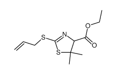 2-allylsulfanyl-5,5-dimethyl-4,5-dihydro-thiazole-4-carboxylic acid ethyl ester结构式