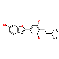 5-(6-羟基-2-苯并呋喃基)-2-(3-甲基-2-丁烯基)-1,3-苯二醇结构式