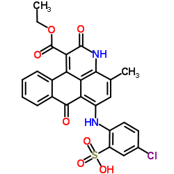 3H-Dibenz[f,ij]isoquinoline-1-carboxylic acid, 6-[(4-chloro-2-sulfophenyl) amino]-2,7-dihydro-4(or 5)-methyl-2,7-dioxo-, 1-ethyl ester Structure