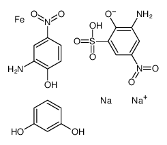 sodium,3-amino-2-hydroxy-5-nitrobenzenesulfonate,2-amino-4-nitrophenol,benzene-1,3-diol,iron,sodium Structure