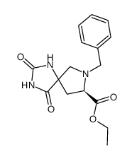 ethyl (8R)-7-benzyl-2,4-dioxo-1,3,7-triazaspiro[4.4]nonane-8-carboxylate结构式