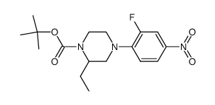 2-ethyl-4-(2-fluoro-4-nitrophenyl)piperazine-1-carboxylic acid tert-butyl ester Structure