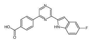 4-[6-(5-flouro-1H-indol-2-yl)pyrazin-2-yl]benzoic acid Structure