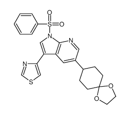 5-(1,4-Dioxaspiro[4.5]dec-8-yl)-1-(phenylsulfonyl)-3-(1,3-thiazol -4-yl)-1H-pyrrolo[2,3-b]pyridine Structure