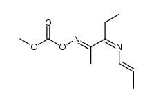 (2E,3Z)-3-(prop-1-en-1-ylimino)pentan-2-one O-methoxycarbonyl oxime Structure