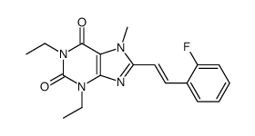 (E)-1,3-Diethyl-8-(2-(2-fluorophenyl)ethenyl)-7-methyl-3,7-dihydro-1H- purine-2,6-dione Structure