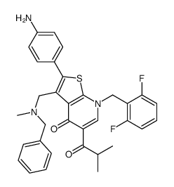 2-(4-Amino-phenyl)-3-[(benzyl-methyl-amino)-methyl]-7-(2,6-difluoro-benzyl)-5-isobutyryl-7H-thieno[2,3-b]pyridin-4-one结构式