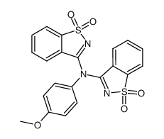 N,N-bis(1,1-dioxo-1,2-benzisothiazol-3-yl)-4-methoxyaniline结构式