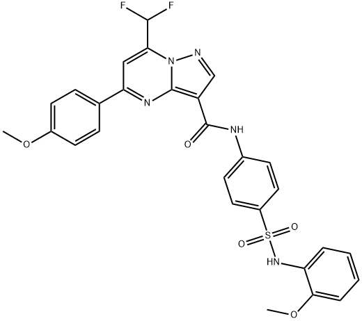 Pyrazolo[1,5-a]pyrimidine-3-carboxamide, 7-(difluoromethyl)-5-(4-methoxyphenyl)-N-[4-[[(2-methoxyphenyl)amino]sulfonyl]phenyl]- Structure