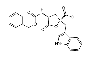 methyl 2-((1H-indol-3-yl)methyl)-4-(benzyloxycarbonylamino)-5-oxotetrahydrofuran-2-carboxylate Structure