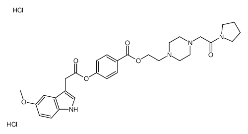 2-[4-(2-oxo-2-pyrrolidin-1-ylethyl)piperazin-1-yl]ethyl 4-[2-(5-methoxy-1H-indol-3-yl)acetyl]oxybenzoate,dihydrochloride Structure