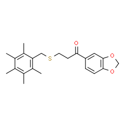 1-(1,3-BENZODIOXOL-5-YL)-3-[(2,3,4,5,6-PENTAMETHYLBENZYL)SULFANYL]-1-PROPANONE Structure