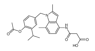 N-[1-(4-acetoxy-3-isopropylbenzyl)-2,7-dimethyl-1H-indol-4-yl]malonamic acid结构式