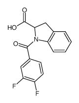 1-(3,4-difluorobenzoyl)-2,3-dihydro-1H-indole-2-carboxylic acid结构式