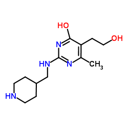 5-(2-Hydroxyethyl)-6-methyl-2-[(4-piperidinylmethyl)amino]-4(1H)-pyrimidinone结构式