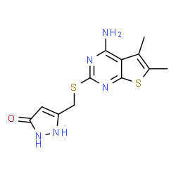 3-(((4-amino-5,6-dimethylthieno[2,3-d]pyrimidin-2-yl)thio)methyl)-1H-pyrazol-5-ol结构式