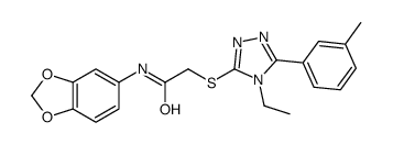 N-(1,3-benzodioxol-5-yl)-2-[[4-ethyl-5-(3-methylphenyl)-1,2,4-triazol-3-yl]sulfanyl]acetamide结构式