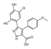 5-(5-chloro-2,4-dihydroxy-phenyl)-4-(4-methoxy-phenyl)-2H-pyrazole-3-carboxylic acid Structure