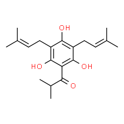 2-Methyl-1-[2,4,6-trihydroxy-3,5-bis(3-methyl-2-butenyl)phenyl]-1-propanone structure