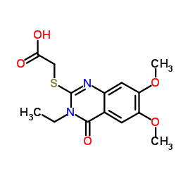 (3-ETHYL-6,7-DIMETHOXY-4-OXO-3,4-DIHYDRO-QUINAZOLIN-2-YLSULFANYL)-ACETIC ACID结构式