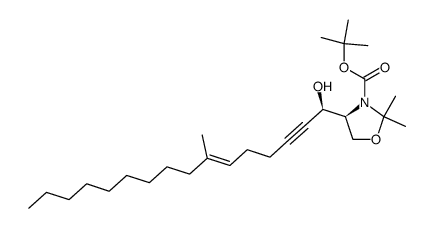 t-butyl (4S,1'R,6'E)-2,2-dimethyl-4-(1'-hydroxy-7'-methyl-6'-hexadecen-2'-ynyl)-3-oxazolidinecarboxylate Structure