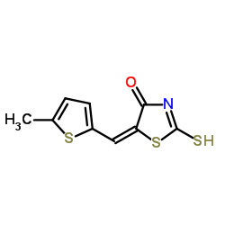 (5E)-5-[(5-Methyl-2-thienyl)methylene]-2-thioxo-1,3-thiazolidin-4-one Structure