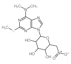 2-(6-dimethylamino-2-methylsulfanyl-purin-9-yl)-6-(nitromethyl)oxane-3,4,5-triol structure