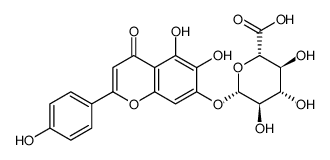 (2S,3S,4S,5R,6S)-6-[5,6-dihydroxy-2-(4-hydroxyphenyl)-4-oxo-chromen-7- yl]oxy-3,4,5-trihydroxy-oxane-2-carboxylic acid structure