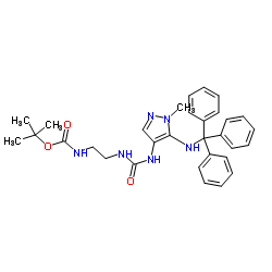 [2-[[[1-甲基-5-[(三苯甲基)氨基]-1H-吡唑-4-基]氨基甲酰基]氨基]乙基]氨基甲酸叔丁酯结构式