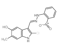 1H-Indole-3-carboxaldehyde,2-chloro-5-hydroxy-6-methyl-, 2-(2-nitrophenyl)hydrazone结构式