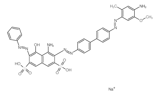 2,7-Naphthalenedisulfonicacid,4-amino-3-[2-[4'-[2-(4-amino-5-methoxy-2-methylphenyl)diazenyl][1,1'-biphenyl]-4-yl]diazenyl]-5-hydroxy-6-(2-phenyldiazenyl)-,sodium salt (1:2) picture