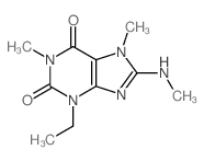 3-ethyl-1,7-dimethyl-8-methylamino-purine-2,6-dione结构式