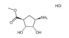 (1S,2R,3S,4R)-methyl 4-amino-2,3-dihydroxycyclopentanecarboxylate hydrochloride Structure