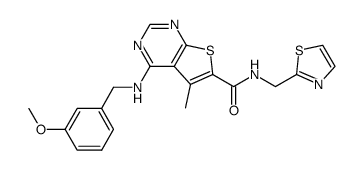 4-(3-methoxybenzylamino)-5-methyl-N-(thiazol-2-ylmethyl)thieno[2,3-d]pyrimidine-6-carboxamide Structure