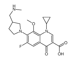 3-Quinolinecarboxylic acid, 1-cyclopropyl-6-fluoro-1,4-dihydro-8-Methoxy-7-[3-[(Methylamino)Methyl]-1-pyrrolidinyl]-4-oxo- Structure