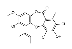 1-[(E)-but-2-en-2-yl]-2,8,10-trichloro-9-hydroxy-3-methoxy-4,7-dimethylbenzo[b][1,4]benzodioxepin-6-one Structure