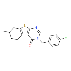 3-(4-Chlorobenzyl)-7-methyl-5,6,7,8-tetrahydro[1]benzothieno[2,3-d]pyrimidin-4(3H)-one结构式