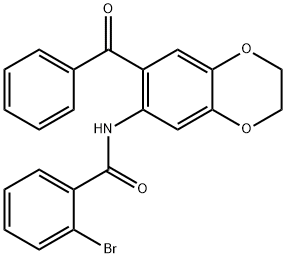 2-bromo-N-[7-(phenylcarbonyl)-2,3-dihydro-1,4-benzodioxin-6-yl]benzamide structure